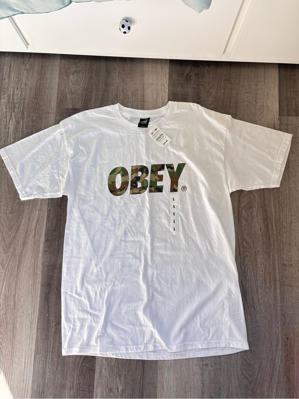 Obey White Short-Sleeve Tee with Camo Logo